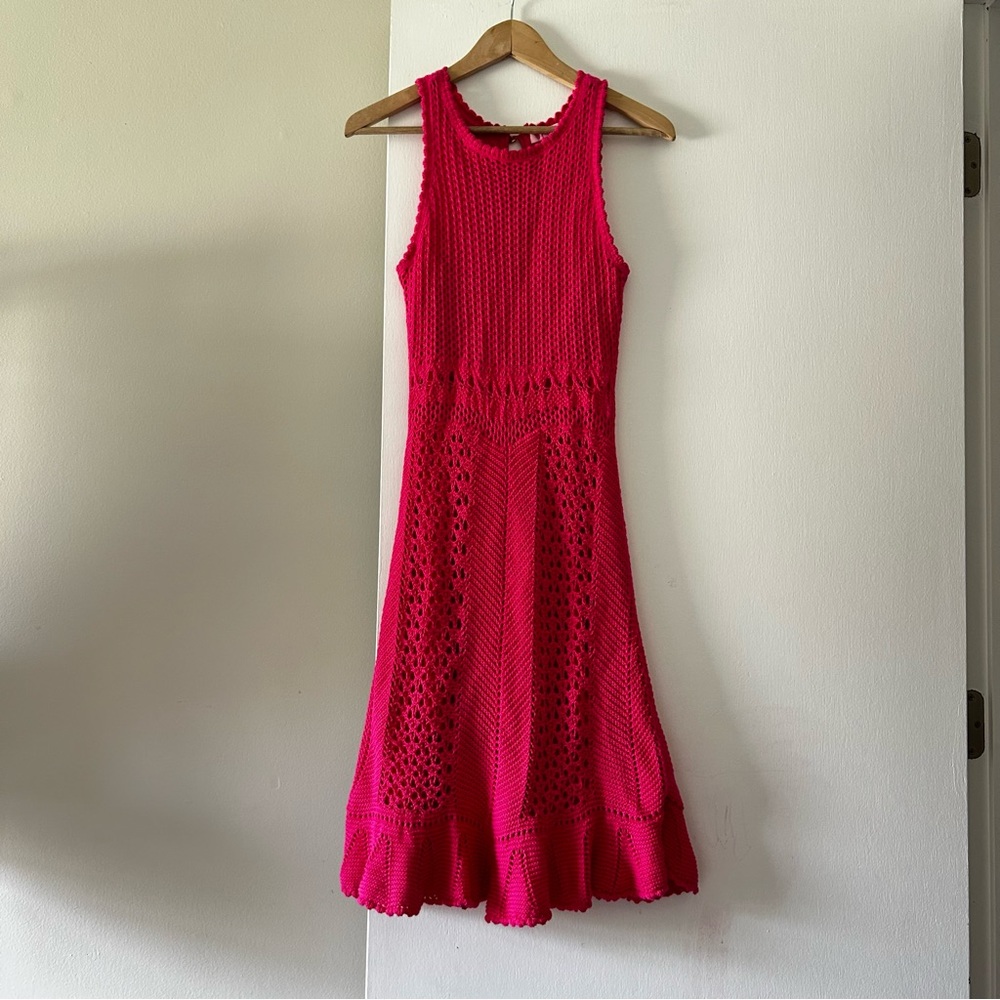 Lilly Pulitzer Molly Azalea pink harbor crochet sleeveless sweater dress - Picture 3 of 6